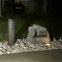 Load image into Gallery viewer, Metal house numbers, plaque, housewarming, address sign, Custom metal address sign, custom street address sign, wall, Rock, tree, pines