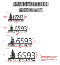 Load image into Gallery viewer, Metal house numbers, plaque, housewarming, address sign, Custom metal address sign, custom street address sign, wall, Rock, tree, pines