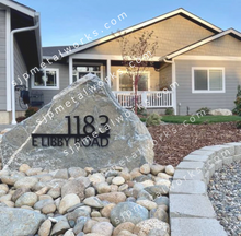 Load image into Gallery viewer, Custom Metal Address Sign For Rock - Personalized Custom Address - Modern House Address Number - Housewarming Gifts - Rock Address Plaque