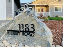 Load image into Gallery viewer, Custom Metal Address Sign For Rock - Personalized Custom Address - Modern House Address Number - Housewarming Gifts - Rock Address Plaque