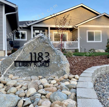 Load image into Gallery viewer, Custom Metal Address Sign For Rock - Personalized Custom Address - Modern House Address Number - Housewarming Gifts - Rock Address Plaque