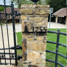 Load image into Gallery viewer, Metal house numbers, plaque, housewarming, address sign, Custom metal address sign, custom street address sign, wall, Rock, tree, pines