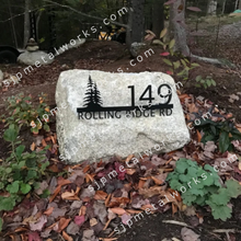 Load image into Gallery viewer, Metal house numbers, plaque, housewarming, address sign, Custom metal address sign, custom street address sign, wall, Rock, tree, pines