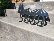 Load image into Gallery viewer, Custom metal mountain home house address sign Black