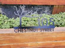 Load image into Gallery viewer, Custom metal tree humming bird home house address sign for your rock or wall