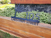 Load image into Gallery viewer, Custom metal tree humming bird home house address sign for your rock or wall