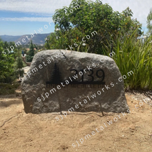 Load image into Gallery viewer, Metal house numbers, plaque, housewarming, address sign, Custom metal address sign, custom street address sign, wall, Rock, tree, pines