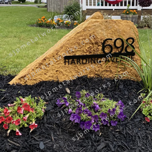 Load image into Gallery viewer, Custom Metal Address Sign For Rock - Personalized Custom Address - Modern House Address Number - Housewarming Gifts - Rock Address Plaque