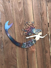 Load image into Gallery viewer, Custom metal mermaid wall art