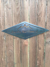Load image into Gallery viewer, a blue umbrella sitting on top of a wooden pole