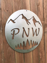 Load image into Gallery viewer, Custom Metal PNW Mountain Sign