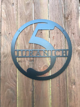 Load image into Gallery viewer, Custom metal round monogram personalized sign wall art