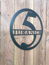 Load image into Gallery viewer, Custom metal round monogram personalized sign wall art