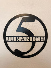 Load image into Gallery viewer, Custom metal round monogram personalized sign wall art