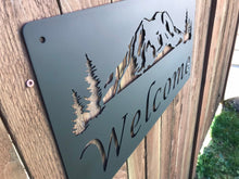 Load image into Gallery viewer, Custom metal mountain welcome sign