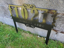 Load image into Gallery viewer, Custom metal ornate address sign yard stake