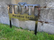 Load image into Gallery viewer, Custom metal ornate address sign yard stake