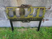 Load image into Gallery viewer, Custom metal ornate address sign yard stake