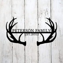 Load image into Gallery viewer, Custom metal sign antlers monogram deer antlers Personalized