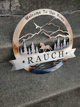 Load image into Gallery viewer, Custom metal horse mountain outdoors theme monogram personalized