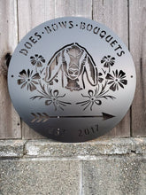 Load image into Gallery viewer, Custom metal ranch property farm goat flowers sign