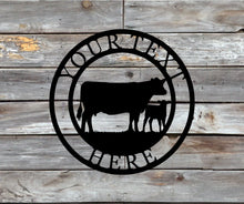 Load image into Gallery viewer, Custom Cattle Cow/Calf Metal Sign Personalized