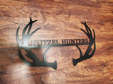 Load image into Gallery viewer, Custom metal sign antlers monogram deer antlers Personalized