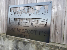 Load image into Gallery viewer, Custom metal ranch, property, home, house entrance address sign monogram, plaque