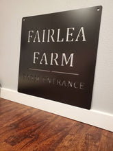 Load image into Gallery viewer, Custom metal ranch, property, home, house entrance address sign monogram, plaque