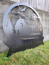 Load image into Gallery viewer, Custom metal ranch, property, home, house entrance address sign monogram, plaque