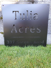 Load image into Gallery viewer, Custom metal ranch, property, home, house entrance address sign monogram, plaque