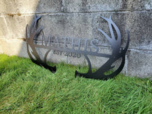 Load image into Gallery viewer, Custom metal sign antlers monogram deer antlers Personalized