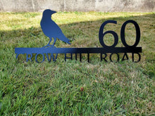 Load image into Gallery viewer, Custom metal bird crow home house address sign for your rock or wall