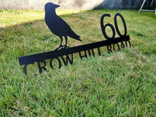 Load image into Gallery viewer, Custom metal bird crow home house address sign for your rock or wall