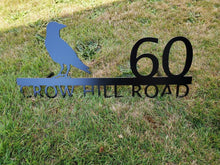 Load image into Gallery viewer, Custom metal bird crow home house address sign for your rock or wall