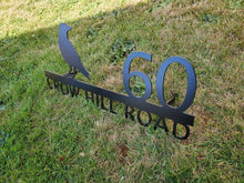 Load image into Gallery viewer, Custom metal bird crow home house address sign for your rock or wall
