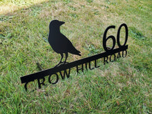 Load image into Gallery viewer, Custom metal bird crow home house address sign for your rock or wall