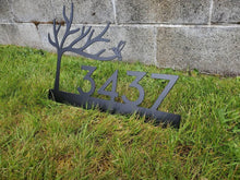 Load image into Gallery viewer, Custom metal tree humming bird home house address sign for your rock or wall