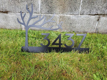 Load image into Gallery viewer, Custom metal tree humming bird home house address sign for your rock or wall