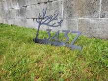 Load image into Gallery viewer, Custom metal tree humming bird home house address sign for your rock or wall
