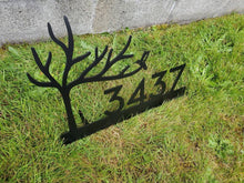 Load image into Gallery viewer, Custom metal tree humming bird home house address sign for your rock or wall