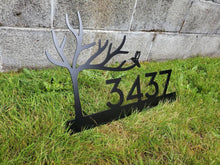 Load image into Gallery viewer, Custom metal tree humming bird home house address sign for your rock or wall