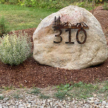 Load image into Gallery viewer, Custom metal mountain home house address sign Black