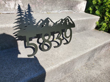 Load image into Gallery viewer, Custom metal mountain home house address sign Black
