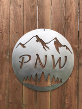 Load image into Gallery viewer, Custom Metal PNW Mountain Sign
