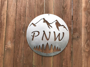 Custom Metal PNW Mountain Sign