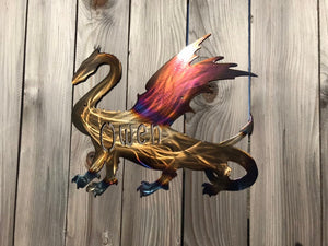 Custom metal personalized dragon sign wall art