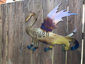 Custom metal personalized dragon sign wall art