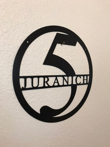 Custom metal round monogram personalized sign wall art