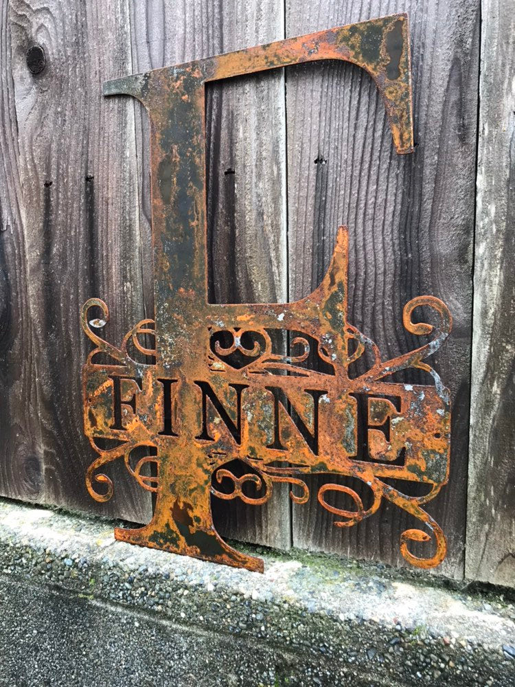 Custom metal rustic monogram personalized sign | SJP Metal Works, LLC